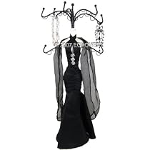 Black Jewelry Stand Satin Dress Form Doll / Mannequin Scarf 16"