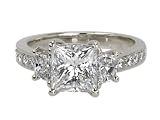 Platinum Princess Cut 3-Stone Diamond Ring (GIA Certified 2.16 ct center, 3.19 cttw, G Color, VS1 Clarity), Size 6