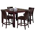 Espresso Pub Table and Bicast Leather Stools - 5 Piece Set