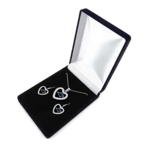 NFL Carolina Panthers Reversible Crystal Heart Pendant and Earrings in Satin Box