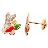 Yellow Gold Looney Tunes Bugs Bunny Earrings