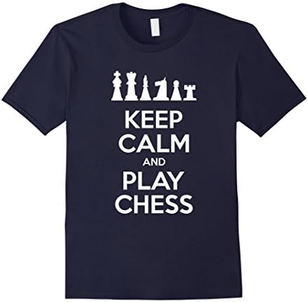 Men's Chess T-Shirt - Keep Calm And Play Chess Large Navy