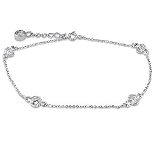 Sterling Silver Anklet Cubic Zirconia CZ By-The-Yard Cha