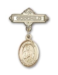 14K Gold Baby Badge with St. Jude Thaddeus Charm and Godchild Badge Pin