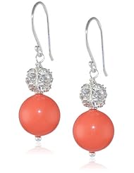 Coral Colored Shell with Fireball Accents Drop Earrings