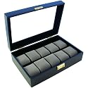 Black Watch Case With Clear Top Holds 10 Watches
