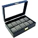 Black Watch Case With Clear Top Holds 10 Watches
