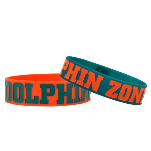 Forever Collectibles NFL Miami Dolphins Bulky Bandz Bracelet 2-Pack