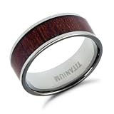 Men's Titanium Band Ring with Wood Inlaid