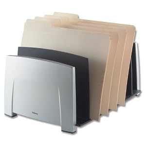 Fellowes Office Suite Document File Sorter includes 7 Sorter Slots Black and Grey - Ref 8031801