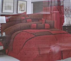 HighQualityMicroSuedeComforterSetBeddinginaBag,Burgundy-Queen