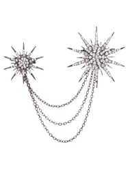 Yazilind Jewelry Vintage Light Black Flower Crystal Alloy Brooches and Pins Gothic for Women Gift Idea