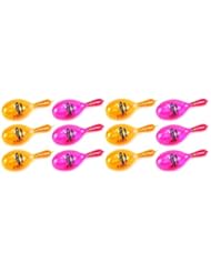 Toy: Set of 12 Flashing Light Maraca Childrens Kids Novelty Toy Noise Maker w/ Strap, Perfect for Party Favors, Goodie Bags (Colors May Vary) - Toy Noise Makers