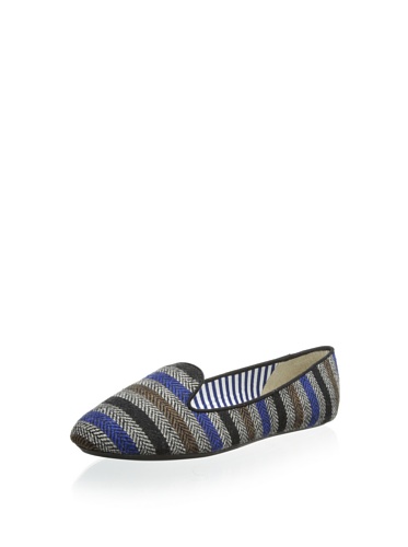 Charles Philip Shanghai She-10 7 M Black Brown Navy Textile Loafers Shoes