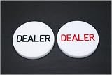 DEALER BUTTON, Black or Red font, plastic