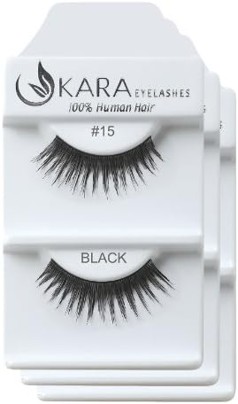 KARA 100% Natural Human Hair Hand Crafted Eyelashes Short, Medium, Long 3Pairs
