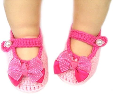 GONO Baby Girls Crochet Knit Socks Sandals Toddler Shoes Pink And Peach