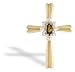 14K Yellow Gold Genuine Marquise Smoky Quartz and Diamond Cross Pendant