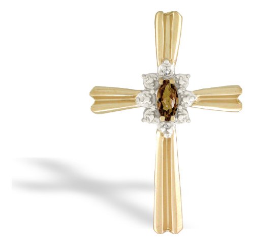 Buy 14K Yellow Gold Genuine Marquise Smoky Quartz and Diamond Cross Pendant online at Discounted New and Used prices. Delivered to your door with Off-The-Bookshelf.
