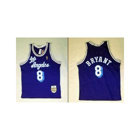 1996 - 1997 Los Angeles Lakers Anniversary Throwback Jersey From Mitchell and Ness, With #8 and the