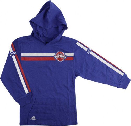Detroit Pistons Youth adidas Faux Layered Hooded Crew Tee