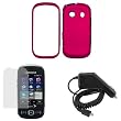 Samsung Seek M350 Combo Rubber Feel Rose Pink Protective Case Faceplate Cover + LCD Screen Protector + Rapid Car Charger for Samsung Seek M350
