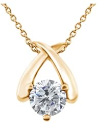 1.00 Ct Round H/I I1 Diamond 18K Yellow Gold Pendant