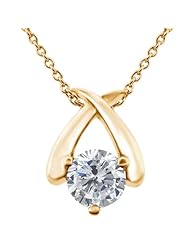 1.00 Ct Round H/I I1 Diamond 925 Yellow Gold Plated Silver Pendant