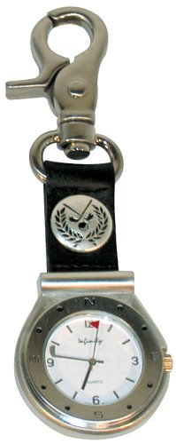 Clip-on Bag Golf Watch (Silver/Black Leather Strap)