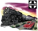 AT&SF (Santa Fe) 3751 on Route 66 Railroad Train T-Shirt Tee Shirt