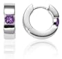 Sterling Silver Hoop Earrings w/ Amethyst