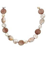 Genuine IceCarats Designer Jewelry Gift Sterling Silver Jasper/Muscovite/Freshwater Cultured Pearl Necklace