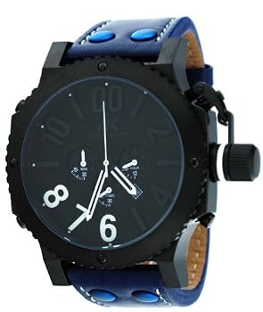 Adee Kaye #AK7220-MIPB21 Men's Black IP Oversized Chronograph Watch