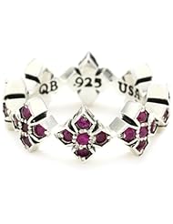King Baby "Cross" MB Cross Band with Pink Cubic Zirconia Stones, Size 7.5