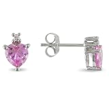 1 ct.t.w. Pink Sapphire and Diamond Accent Earrings in 10k WG, GHI