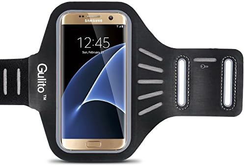 Galaxy S7 Edge Armband, Gulito Armband for Galaxy S7 Edge- Lightweight &amp; Adjustable with Key Holder &amp; Card Slot, Ideal for Workout, Hiking, Jogging, Gym, Running (Black)