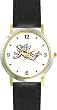 Angel In Flight No.3 - Cherub, Angel or Cupid Theme - WATCHBUDDY&reg; DELUXE TWO-TONE THEME WATCH - Arabic Numbers - Black Leather Strap-Size-Large ( Men's Size or Jumbo Women's Size )