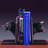 Bronze Plated Resin Sculptures Bear & Bull Head Bookends 9