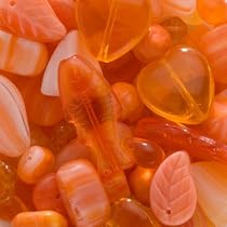 Czech Glass Bead Mix Assorted Shapes Warm Orange (2 Ounce)