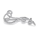 Sensuous Glamour: Sterling Silver Swirling Ribbon Pin Brooch with CZ Diamonds