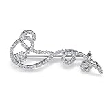 Sensuous Glamour: Sterling Silver Swirling Ribbon Pin Brooch with CZ Diamonds