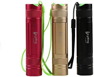 SupFire S7 Cree 220 Lumens Waterproof &amp; Anti-riot LED Flashlight Made From Aircraft Aluminum Alloy-super Bright Over 100,000 Hours-5 Models Dimming up to 200m Shot Super Durable Outdoor Bicycle Rechargable Flashlight Torch(Battery Included) (Golden)