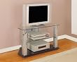 Glossy Silver & Chrome TV Stand with Poly Black Base By Powell Furniture
