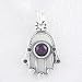 Hamsa Hand Pendant with Amethyst Gemstone in Sterling Silver on 16" Box Chain, #8378