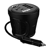 ENERGIZER 120W Cup Inverter 12V DC cigarette lighter to 120V AC to power laptop notebook & more w/ 4 USB ports 2.1A shared compatible with iPad & more