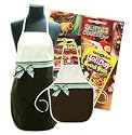 Mother Daughter Matching Boutique Cooking Aprons and 3 Piece Cookbook Gift Set