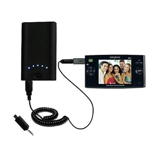 High Capacity Rechargeable External Battery Pocket Charger for the Creative Zen Portable Media Center - uses Gomadic TipExchange Technology