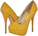 Qupid Neutral-01 Mustard Women Platform Pumps, 7.5