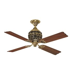 Hunter 18860 52-Inch Four-Walnut Veneer-Blades- Ceiling Fan, Burnished Brass by Hunter Fan Company