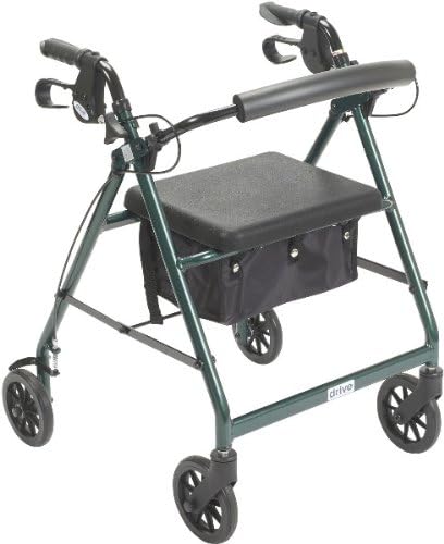 Green Rollator Walker With Fold Up And Removable Back Support And Padded Seat *** Product Description: 6" Casters With Soft-Grip Tires Are Ideal For Indoor And Outdoor Use. Removable, Hinged, Padded Backrest Can Be Folded Up Or Down As Necessary. ***